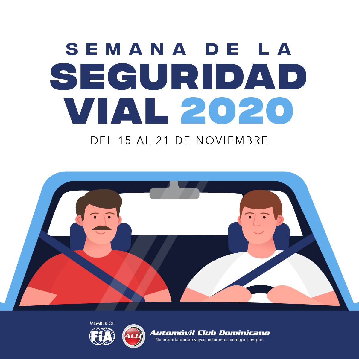 AutomovilClubDo's tweet photo. La seguridad vial es compromiso de todos. En esta Semana de Seguridad Vial 2020 los motivamos a practicar las conductas necesarias para la reducción de muertes por accidentes de tránsito y fomentar una cultura de seguridad vial dentro de la población. https://t.co/MpjFYKXpMA