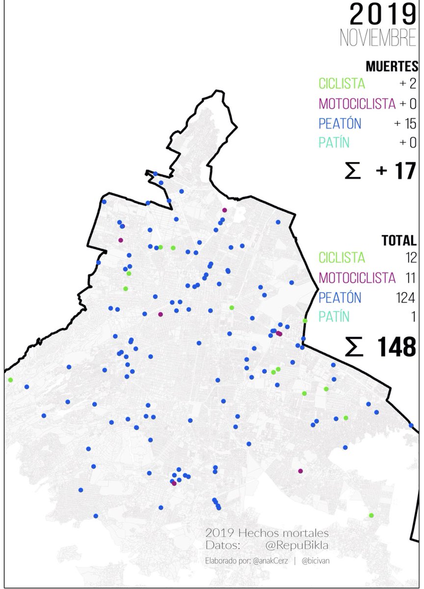 #WorldDayOfRemembrance #WDoR2020
#NoMásMuertesViales

La epidemia mortal de la que nadie habla, y se repite cada año. Peatones, ciclistas, patines y motociclistas que murieron atropellados en #CDMX, descarga datos abiertos <a href="/repubikla/">RepuBikla</a> filtrados en: transitaseguro.org/p/mapeo.html