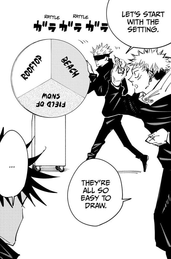 AkutamiArt's tweet photo. Jujutsu Kaisen Chapter 129.5! Breaking the Fourth Wall https://t.co/frtqSeK3fy