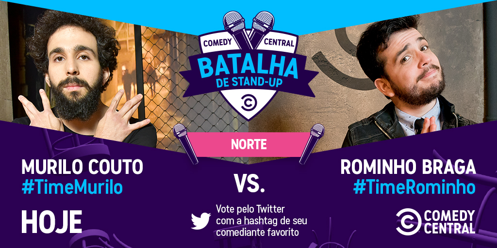 ComedyCentralBR's tweet photo. Mais uma #BatalhaDeStandUp pra Região Norte! Dessa vez, vai entrando em campo o #TimeMurilo vs #TimeRominho. Já sabe em quem vai votar? TÔ ESPERANDO! CORRE! 🏃‍♂️ https://t.co/8RHm6ZdgpS