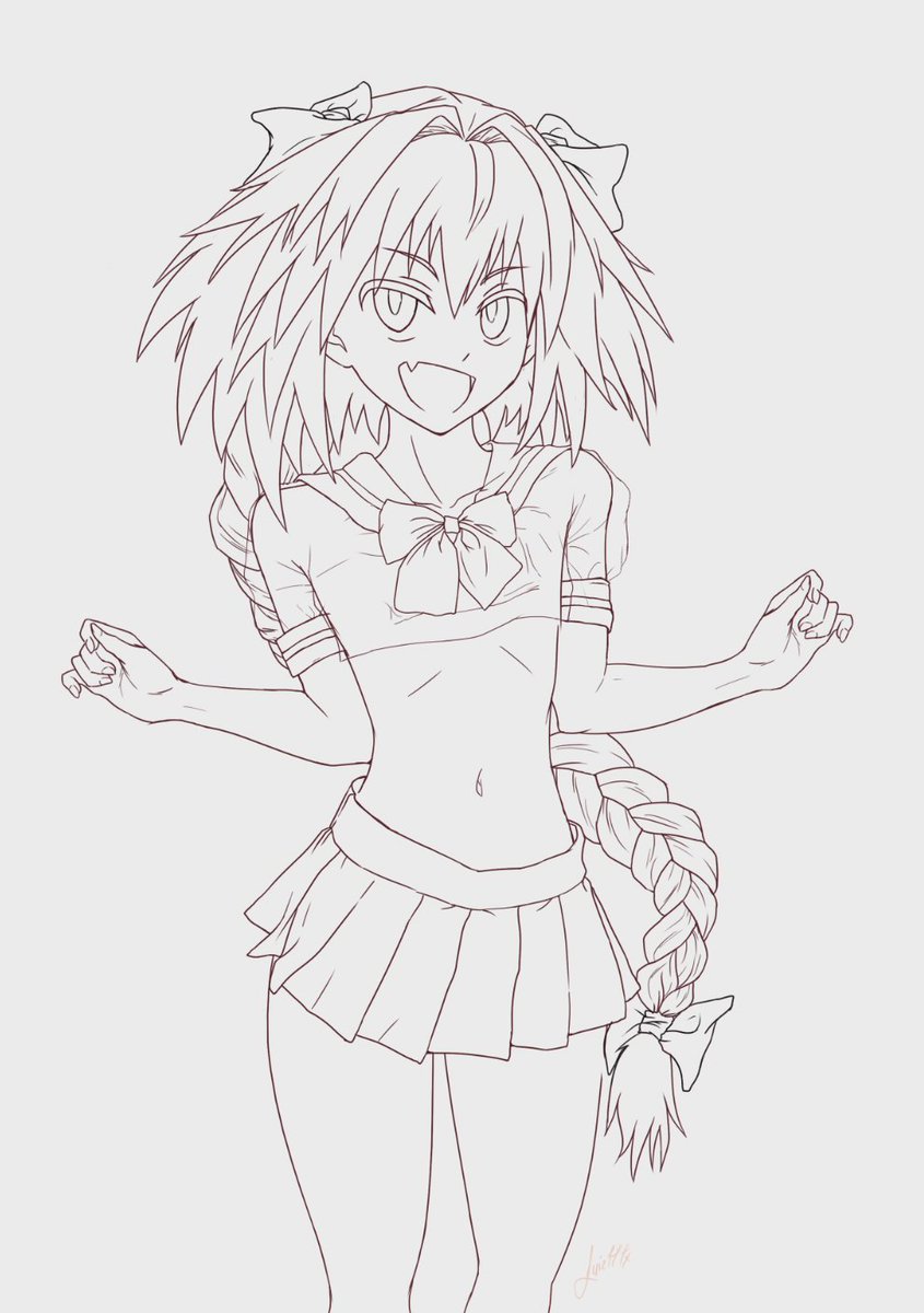 #皆さん線画と塗った後を見せてください
# Please show me the line art and after painting 