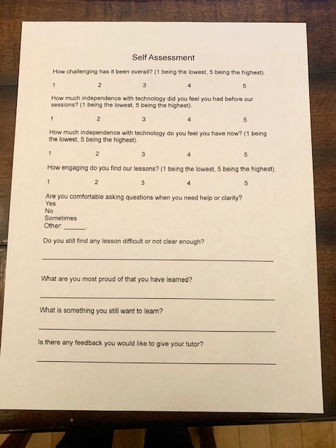 YepKate's tweet photo. I gave this assessment to my dad to fill out this week. I thought these questions would give me a good sense of how I've been teaching, and how I can improve. They will also allow him to self-reflect on how much he's actually learned so far! #LetsTeachAdults @YEPeducation https://t.co/vninLanAwn