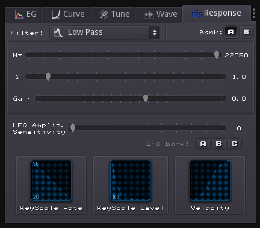 nobuyukinyuu's tweet photo. Trying to fit the entire interface for formant filtering into the Response tab is a bit of a challenge. Not sure if I want 3 peaks yet or if 2 is a sufficient efficiency tradeoff. Here's also what the UI will look like when the filter isn't in formant mode. #gdsFM #GodotEngine https://t.co/zej0zJ8JxI