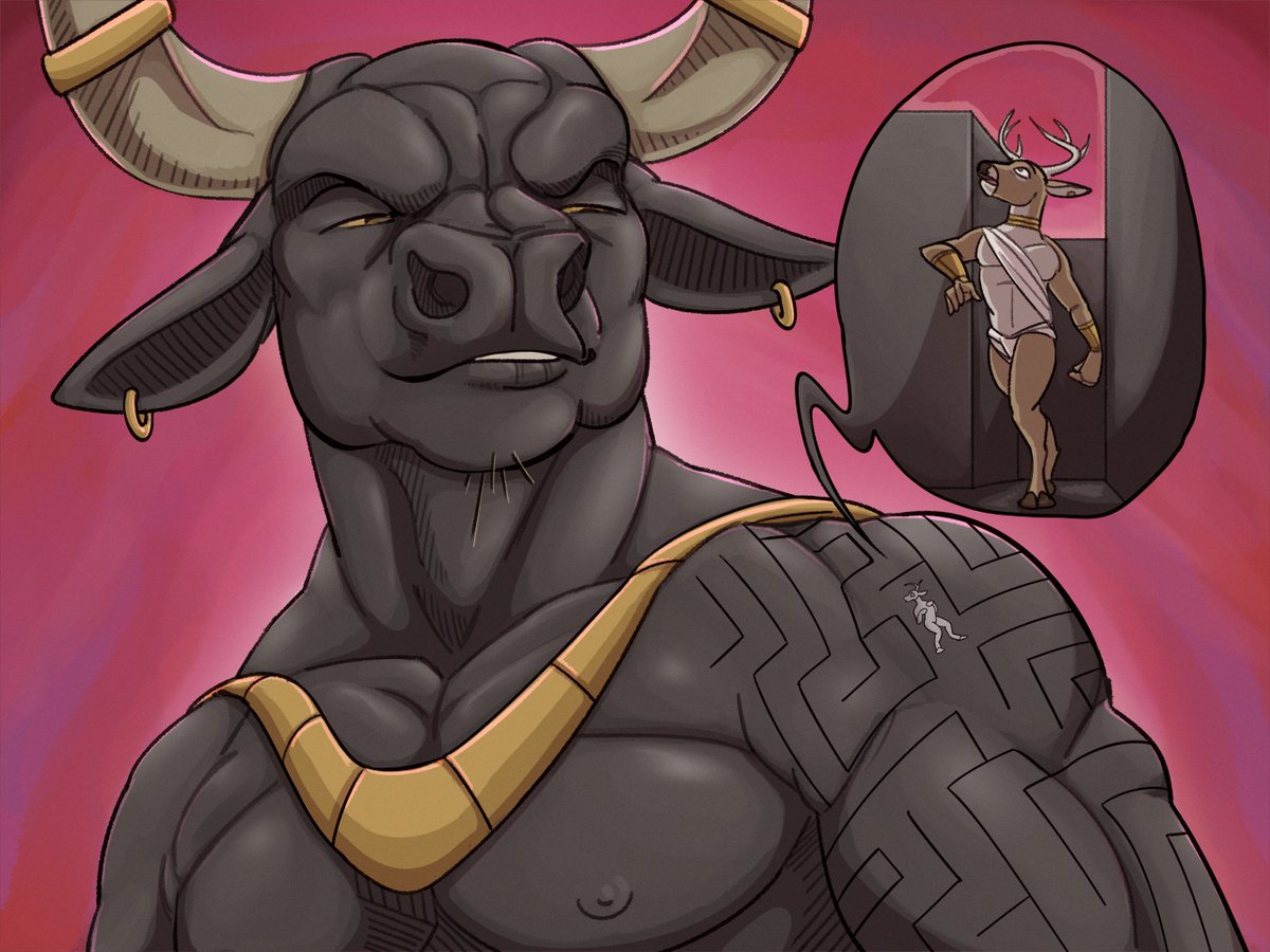 Deerpuff's tweet photo. Trapped in the minotaur's labyrinth tattoo https://t.co/it84WTsfXn