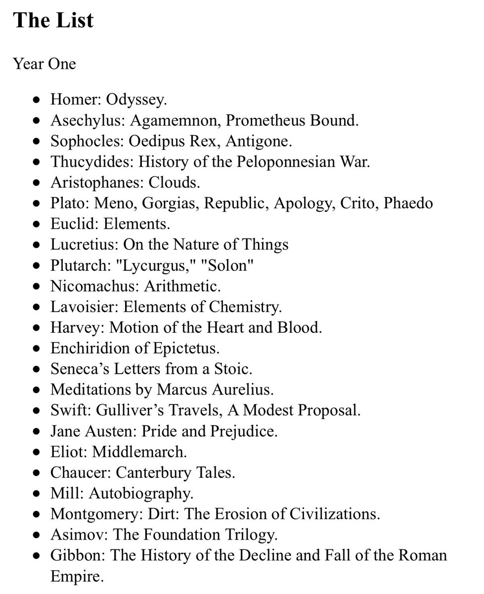 My friend  @tommycollison put together a splendid four-year reading list, focused on 100 classic books. His reading list is divided into four sections: ancient philosophy, the Middle Ages, the Enlightment, and modernity. https://tommycollison.com/greatbooks&nbsp;