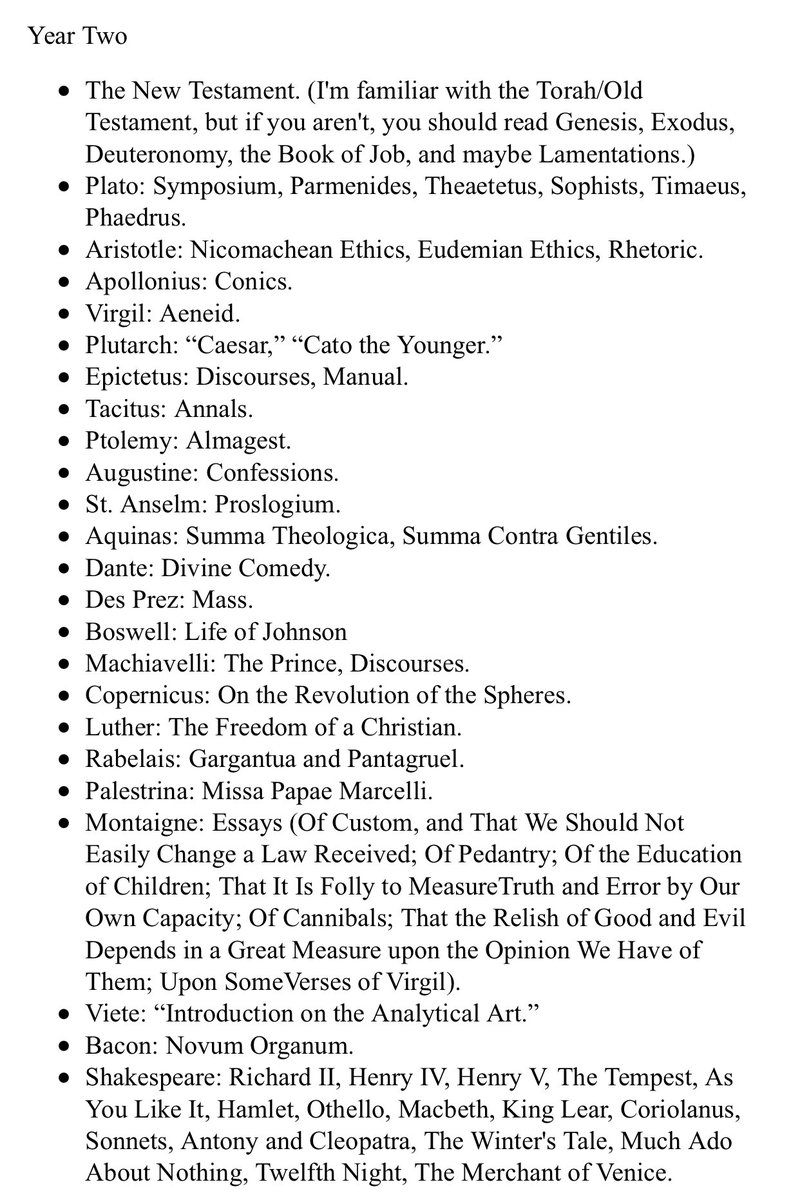 My friend  @tommycollison put together a splendid four-year reading list, focused on 100 classic books. His reading list is divided into four sections: ancient philosophy, the Middle Ages, the Enlightment, and modernity. https://tommycollison.com/greatbooks&nbsp;