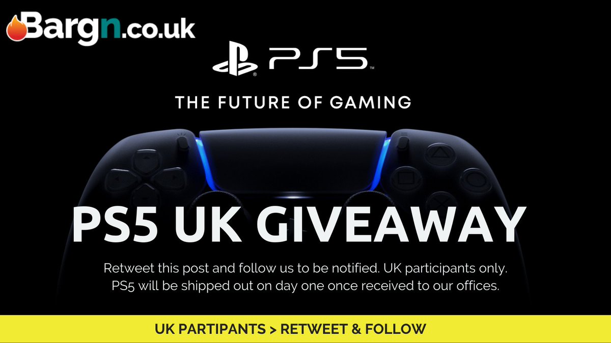 Bargncouk's tweet image. #GIVEAWAY ALERT 🎉In honour of the upcoming next-gens we're giving away a PS5 Digital Edition to a lucky UK punter. #ps5 #ps5giveaway

To enter:
1. Retweet this post
2. Follow us 
3. Console winner announced and shipped 19th Nov