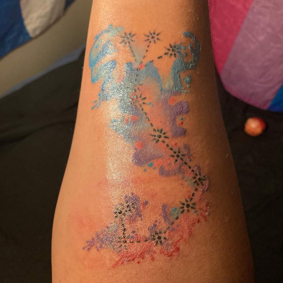 #tattoo #art #dctattoos #scorpio #scopioconstellation #scorpioseason #bi #bisexualart #bisexual #scorpion #astrology #watercolor #galaxy #solarsystem #energy