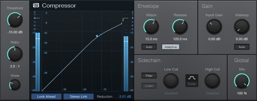 Confused about the relationship between a compressor's Threshold and Ratio parameters? A lower Threshold subjects a wider range of input levels to compression, while higher Ratio settings create a more drastic compression effect when audio exceeds the threshold.