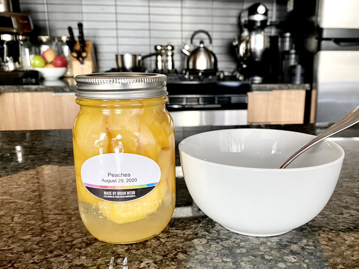 br_webb's tweet image. Today’s the day I finally get to start digging in to some of the 340+ jars of canning I did this summer. First up, peaches! 🍑 #canvolution #peaches