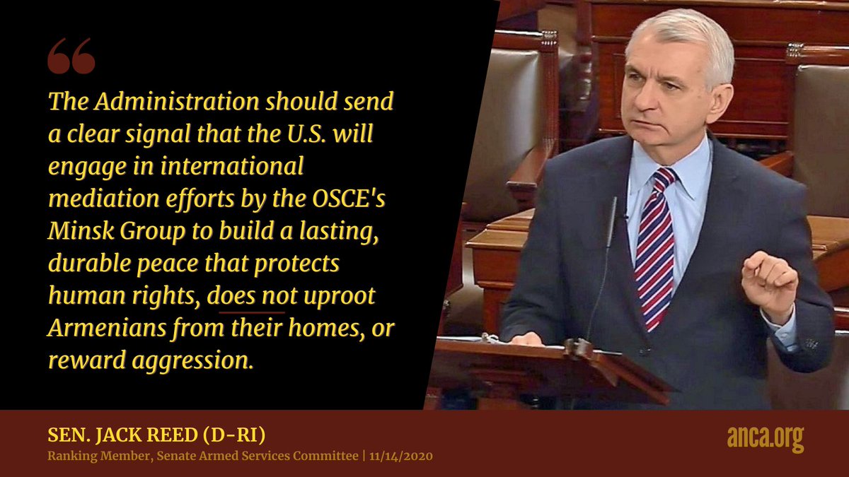 ANCA_DC's tweet photo. .@SenatorJackReed calls for greater U.S. engagement in the 
@OSCE Minsk Group #Karabakh mediation to ensure "a lasting, durable peace that protects human rights, does not uproot Armenians from their homes, or reward aggression." #TakeAction: https://t.co/d0WvKs0017 https://t.co/eSOTfOjsQo