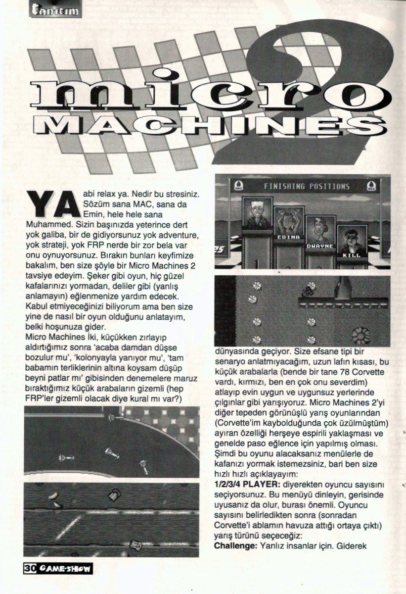 GameShowTR's tweet photo. #GameShow #GameShowTR
#DokuzuncuSayı #Issue9
#Kasım1995 #November1995
Micro Machines 2: Turbo Tournament 🏎️
#MicroMachines2 #TurboTournament
#Yarış #Arcade #Racing
@Codemasters @micromachinesx
https://t.co/qhl2yzbwQ3
https://t.co/BUxeebJRfA https://t.co/cjQSFuwZd9