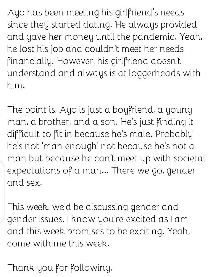 latoria_ria's tweet photo. #Day89 #100DaysWritingChallenge #Gender #Sex #GenderIssues #Writing #YoungAdults #Sunday #SundayStories #  #Latoria https://t.co/61xzlwRcFJ