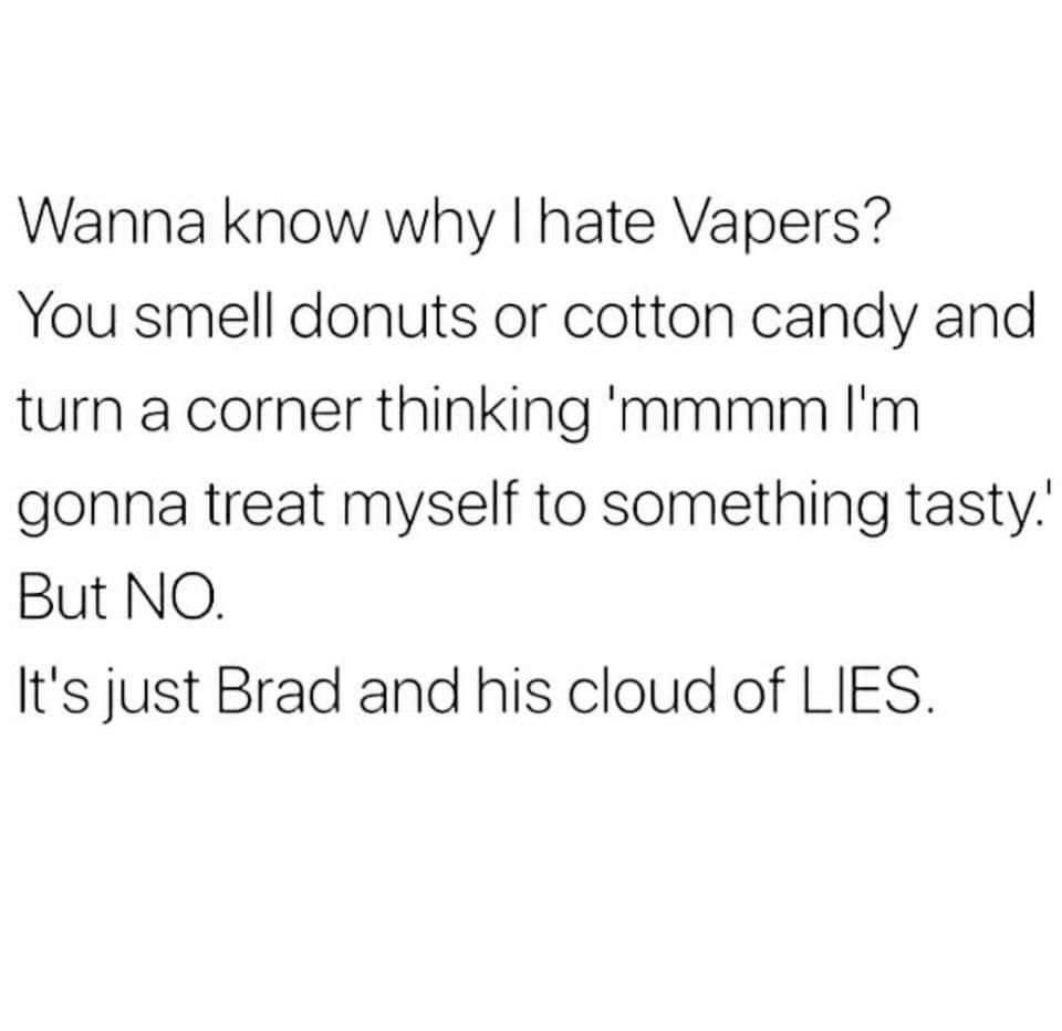 AshHallin's tweet photo. Found this picture and I laughed WAY harder than I thought I would 🤣😭🤣. #cloudoflies #vape #donuts #cottoncandy #humor #lmao https://t.co/ECRhR3gvs7
