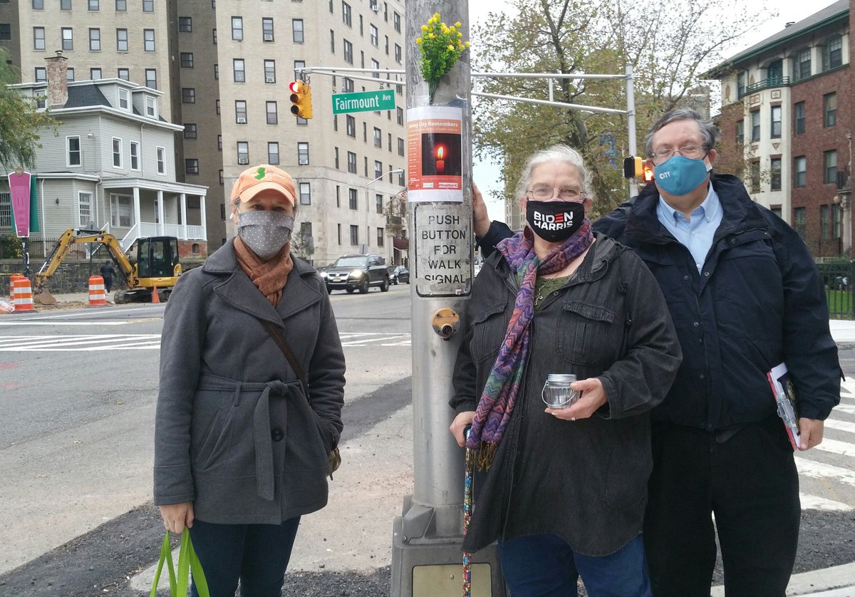 Remembering victims of traffic violence at the site of two fatal crashes, and construction of pedestrian safety enhacements on Kennedy Blvd. #WDoR2020 #HealthierJC #VisionZeroJC  <a href="/bikejc/">🚲Bike JC🗽</a> <a href="/SafeStreetsJC/">SafeStreetsJC</a>