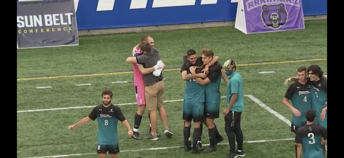 michaeltbenson's tweet photo. So last Friday was a #Teal letter day for @GoCCUsports 

But this just happened:

✅ @DJohnsonPGA wins @TheMasters in record fashion 

✅ @CoastalFootball stays at #15 in the @AP_Top25 

And ....

✅ @CoastalMSoccer wins the @SunBelt championship 

#ChantsUp y’all https://t.co/msDpLcWdjX