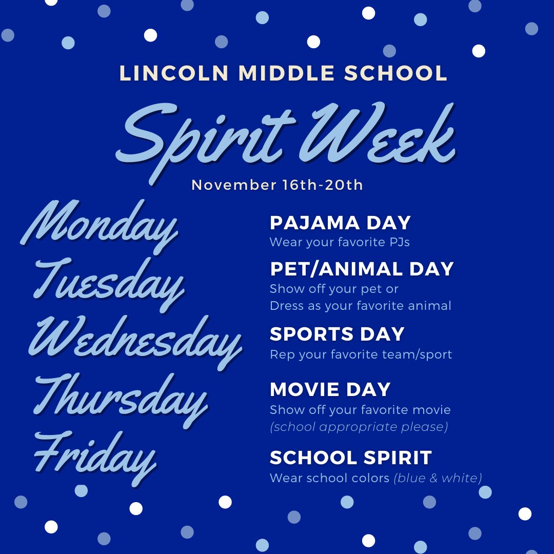 LMSprincipals's tweet photo. Hey Spartans! Ready to get Spirited?? π Monday we kick off our Spirit Week with Pajama Day! Come cozy, stay snuggly, and show off your look in Zoom or by tagging @LMSprincipals π
.
.
.
#LMSproud #pullmanschools #pullmanschooldistrict #psd267 #pullmanwa #schoolspirit #pjsallday https://t.co/AXv9nI8mgO
