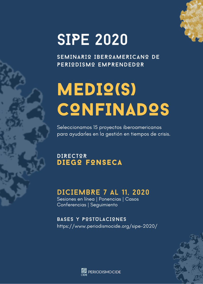 DiegoFonsecaDF's tweet photo. Un favor: si saben de medios indies (jóvenes o no) que busquen ideas para torear la crisis, pasen este tuit de #SIPE2020: elegimos 15 proyectos de IberoAm para ayudarles a pensar el futuro.

Es gratis —y es @PeriodismoCIDE.

Cierre de postulaciones: 20-Nov https://t.co/sfTXi919Ei https://t.co/9on3wOstky