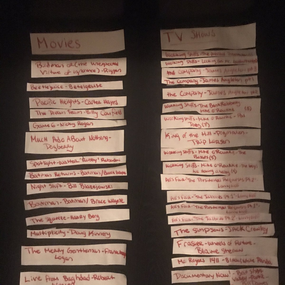 DJBayleyB's tweet photo. Who says you can’t accomplish great things during #coronavirus ? Casper and I watched every single movie and tv show that has @MichaelKeaton AND we ranked them by performance. #pittsburgh Believe it or not, Batman is quite the funny 70’s sitcom actor. #michaelkeaton https://t.co/Ze14icY8D4