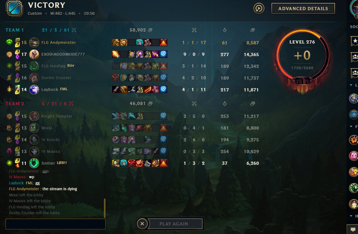 Really happy with the performance from the guys today. GGWPs to <a href="/InfernalVoid_IV/">Infernal Void</a>.

Also really happy I got to whip out the kench, it's been awhile☺️.

<a href="/Zenshin123/">ありがとう🍀ありがとう🍀</a> 
@Hvidloeg 
<a href="/Wayzenlol/">Wayzen</a> 
<a href="/Layb4ck/">Layback</a> 
<a href="/SwagnarosLoL/">Swag</a>