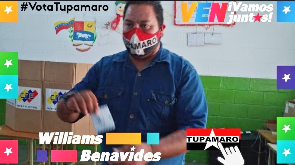Mira_Venezuela's tweet photo. Cumpliendo con el deber patrio, nuestro candidato lista Nacional @WBenavides_MRT, participa en #SimulacroElectoral acompañado del pueblo Guerrero del Estado Bolívar. 
#VenVamosJuntos y este #6Dic recuperemos nuestra AN.
#LosRebeldesSomosMas
#VotaTupamaro https://t.co/bxVuOlfy3n