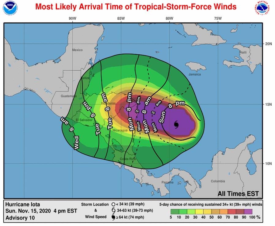 AndresCantorGOL's tweet photo. Esto no se puede creer. La tormenta Iota será huracán Iota cuando entre a Honduras. Mis pensamientos con todos los catrachos. Escuchen las indicaciones de @HondurasCopeco No es cuestión de política, es cuestión de resguardarse lo mejor posible https://t.co/6tQswzZH0O
