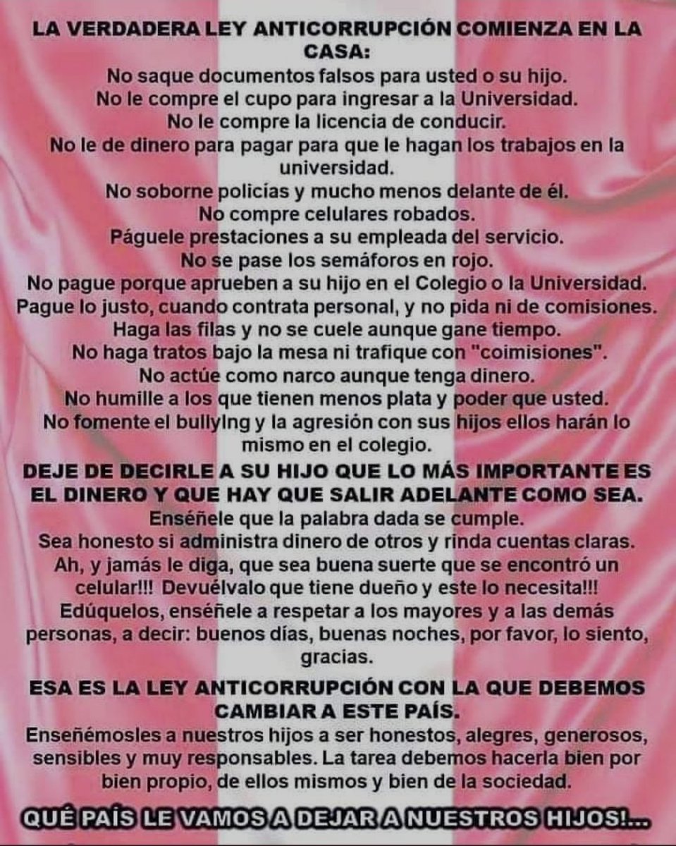 ASTECPERU's tweet photo. Quieren dejar la corrupción empiecen por practicar esto en casa https://t.co/PjcWJOm6kM
