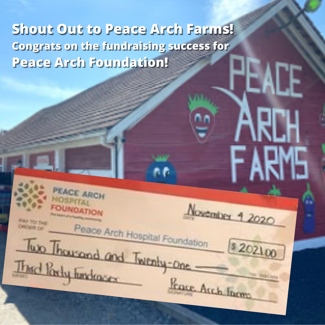 @PeaceArchFarms - Congrats on the #fundraising success for Peace Arch Foundation!
Way to go!
.
#PeaceArchFarms @PeaceArchFoundation #FarmersMarkets #PeaceArchFoundation #PeaceArchHospitalFoundation