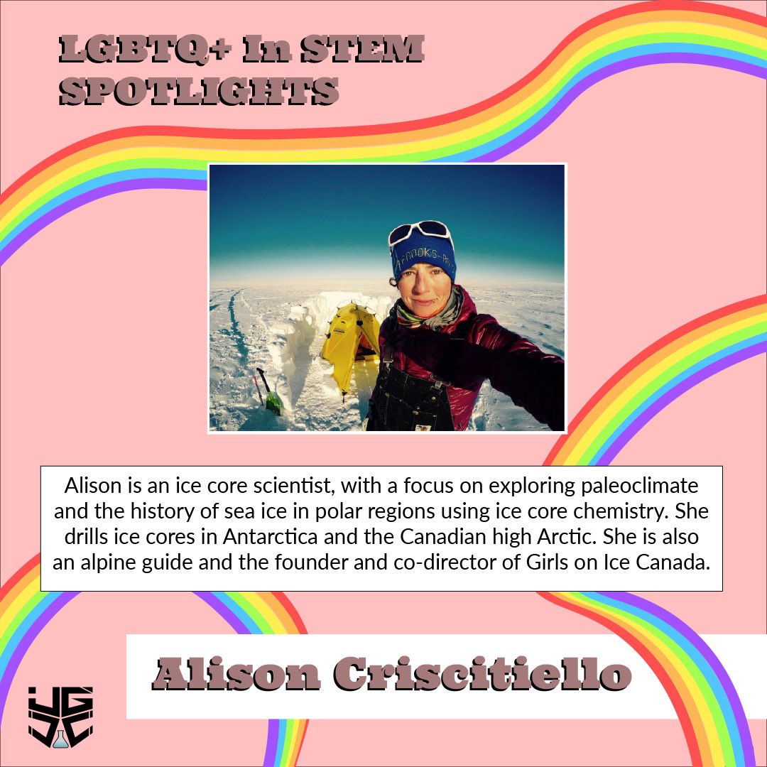 UWinUGCC's tweet photo. Today we are featuring LGBTQ+ scientist Alison Criscitiello - learn about her work in ice core chemistry ❄️🔭 #LGBTQinSTEM https://t.co/GWGplhBQ28