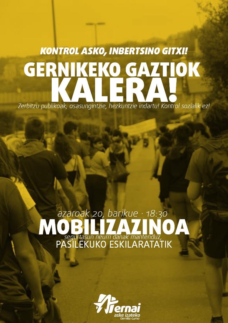 Busturialdea's tweet photo. 💥 KONTROL ASKO, INBERTSINO GITXI!
 GERNIKEKO GAZTIOK, KALERA! 💥
￼￼￼
Gaztion kriminalizazinoa, kontrol sozial itzela, zerbitzu publikoak handitzeko inbertsino eza, Bizkaibuse topera... Horrek eta hamaika arrazoi gehixau dekoguz Gernikeko gaztiok be KALERA urtetako. https://t.co/5qoK0Lky8X