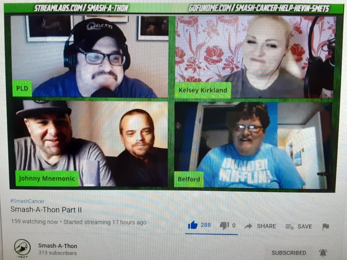 haskell420's tweet photo. #SundayThoughts Join Hr 24 of the EPIC 24 hour + #SmashAThon #CancerAwareness #CharityStream as @TheSchmoedown Comm. Celebrates & Unite for one of our own @kevsmets!
Now, @CallToActionPod #ChillToAction! @kelseykins90 @Paul_DiNuzzo @MrBillyBelford w/ @kevsmets & @KaiserSaysSo https://t.co/OAkfHPyELM