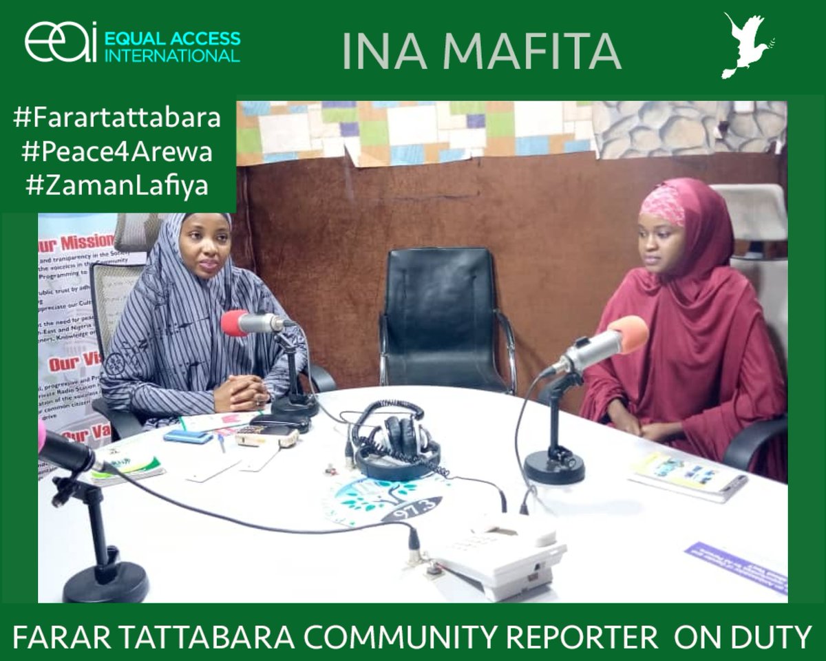 EAI_Nigeria's tweet photo. Ina Mafita kashi na 21 daga Progress radio Gombe, tare da Aisha Muh'd Idris, member a majalisar matasa t jahar Gombe, kuma member kungiyar kare mata da matasa ta lead-tot a jahar Gombe.
#HowIBuildPeace
#Peace4arewa
#farartattabara
#inamafita
#progressradio
#gombe
#AIMIM https://t.co/6dfHX260Mb