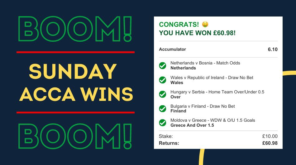 BOOOOOOOOOOOOM!!! 💥💥💥

MY ACCA LANDS AS WELL!!!! 🤯

SMASH LIKE ♥️ IF YOU WERE ON!!!!

18+, gamble responsibly.