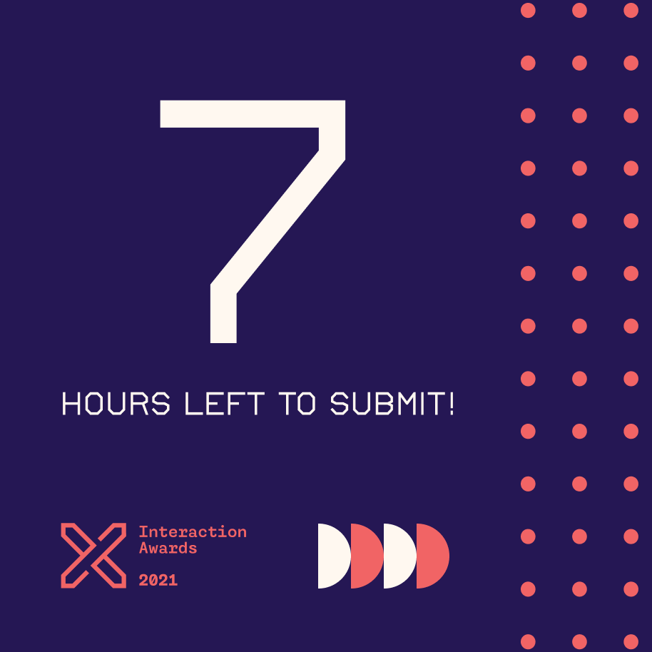 IxDAwards's tweet photo. 7 hours left to submit! For all those working on finishing your submission, we are cheering you on! #InteractionAwards #ixd #ux #design https://t.co/wI4OYypa0U