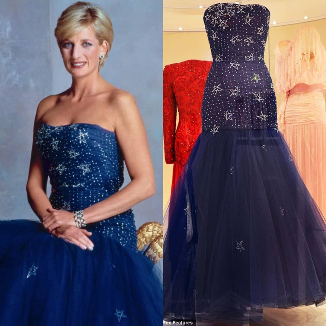 This dress looks like it was based roughly on a Murray Arbeid she wore to a gala a few weeks prior and the pale blue chiffon Catherine Walker. She actually wore this white dress to the factual version of this event