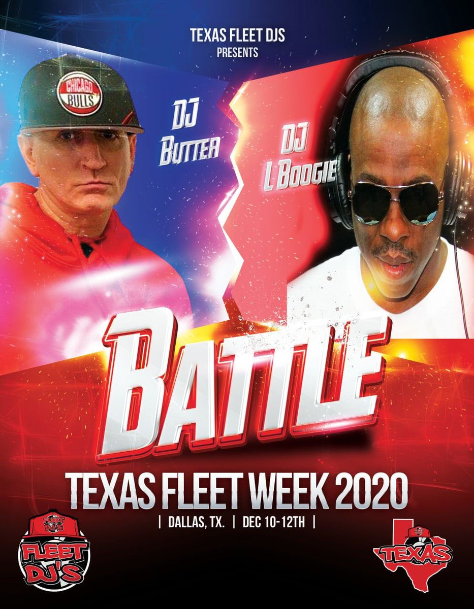 texasfleetdjs's tweet photo. Texas Fleet Week 2020 Dj Battles 🔥🔥

@djbutter31315 Vs. @DJLBOOGIE832 

The @TexasFleetDjs 8th Annual Toy Drive &amp; Battle League!!
.
Dec 10-12th. Dallas Tx.
Benefitting Union Gospel Mission
.
@FLEETDJS 
#FleetDjs #TexasFleetDjs #FleetWeek2020 #ToyDrive #Dallas https://t.co/EPYiJ3t2B8