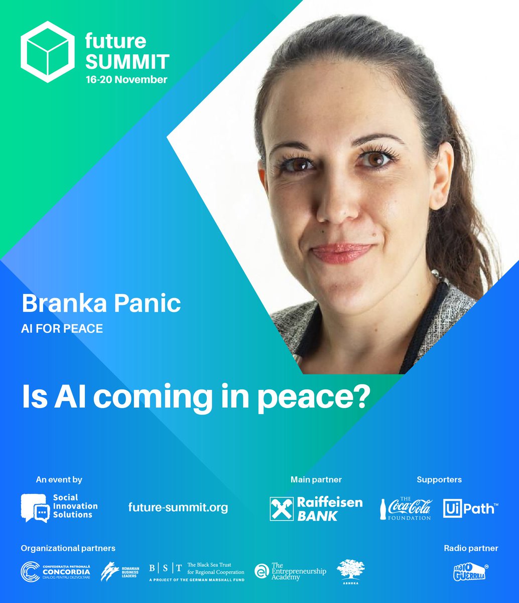 Branka2Panic's tweet photo. It's that time of the year :) This time virtually, #FutureSummit2020 Join me to discuss if "#AI is coming in @Peace?"
#AIforPeace #TechforPeace #HumanCenteredAI #FutureSummitSpeaker
https://t.co/ebam5Sra44 https://t.co/8NMyUK6qG7