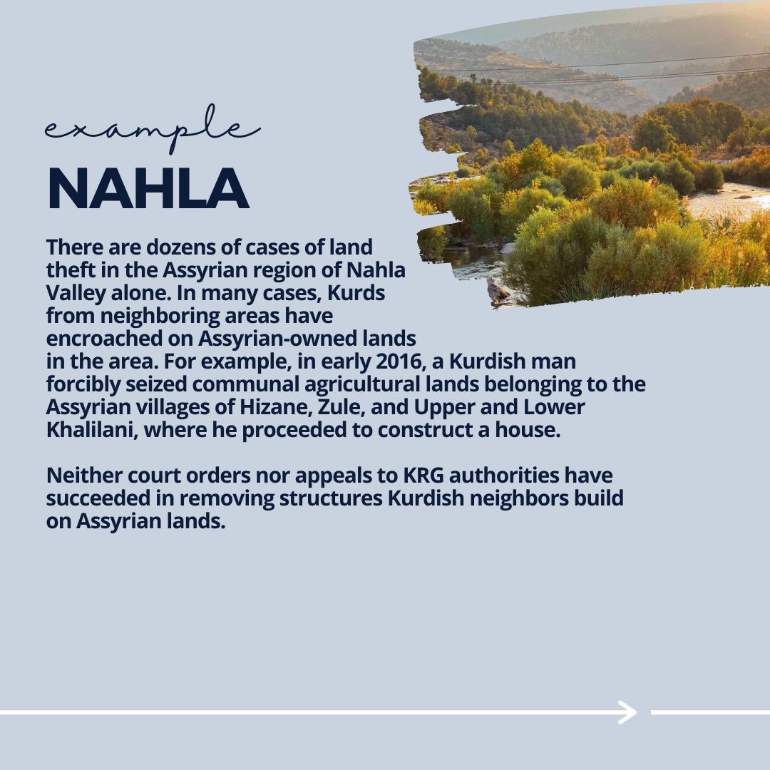 Despite numerous promises and even official court and KRG rulings, no restitution has been granted to those Assyrians whose lands have been stolen.