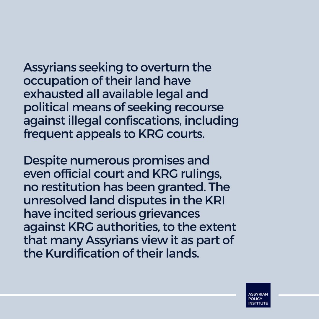 Despite numerous promises and even official court and KRG rulings, no restitution has been granted to those Assyrians whose lands have been stolen.