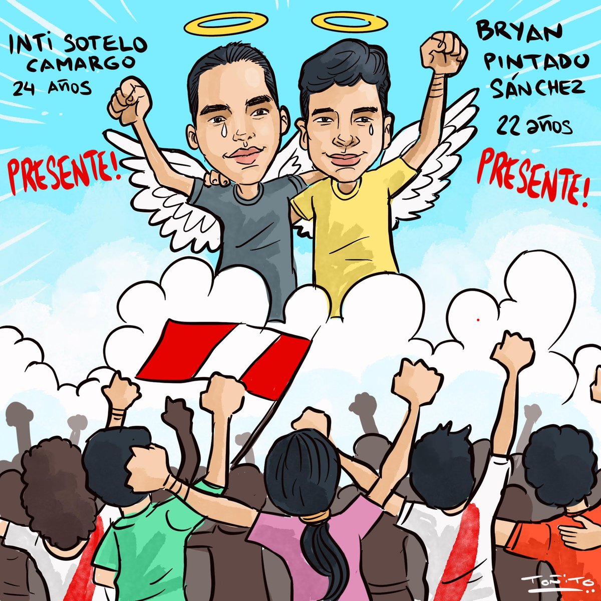 tonitoavalos's tweet photo. #LutoNacional Una ilustrada en memoria de Inti Sotelo Camargo y Bryan Pintado Sanchez ,que sus nombres nunca se olviden! #PeruvianLivesMatter #MerinoAsesino #FujimorismoNuncaMas https://t.co/nTz9FUbgwK