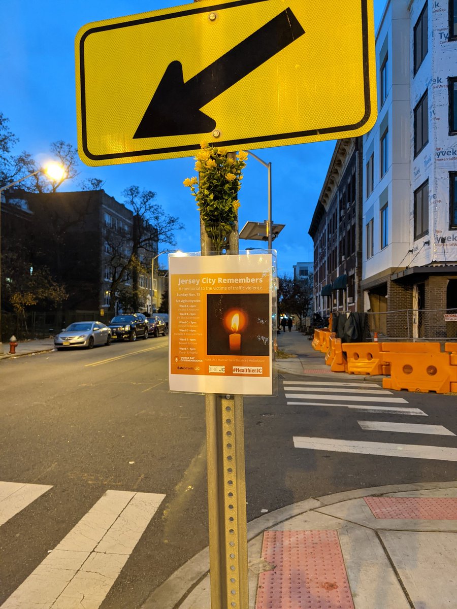 Today there were six memorial ceremonies across Jersey City for the lives touched by traffic violence. Let's honor the memories of those we lost by making sure this never happens again  @VisionZeroJC  @StevenFulop  @GovMurphy  #WDoR2020