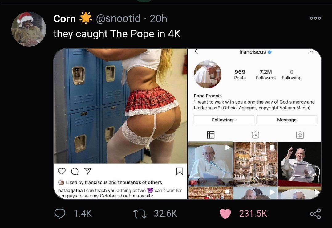 9. The internet was shook today as Pope Franciscus liked an Instagram Model's post.