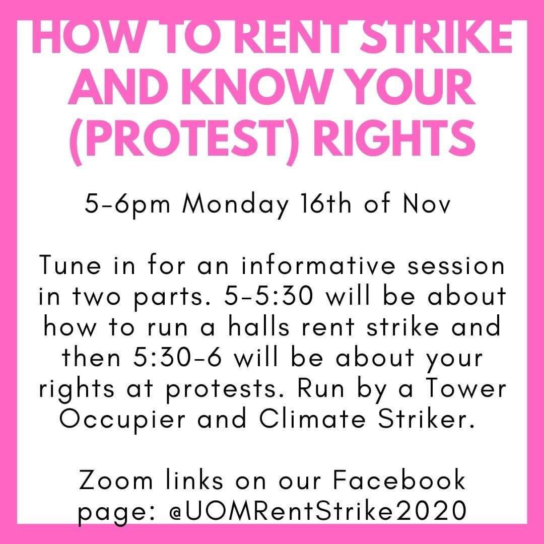 9k4what's tweet photo. Make sure you don’t miss these Zoom workshops out on by the Manchester Rent Strike! Links for the workshops are on their Facebook page! Also check out their Twitter @rentstrikeUoM ✊✊ https://t.co/dbKW253Pka