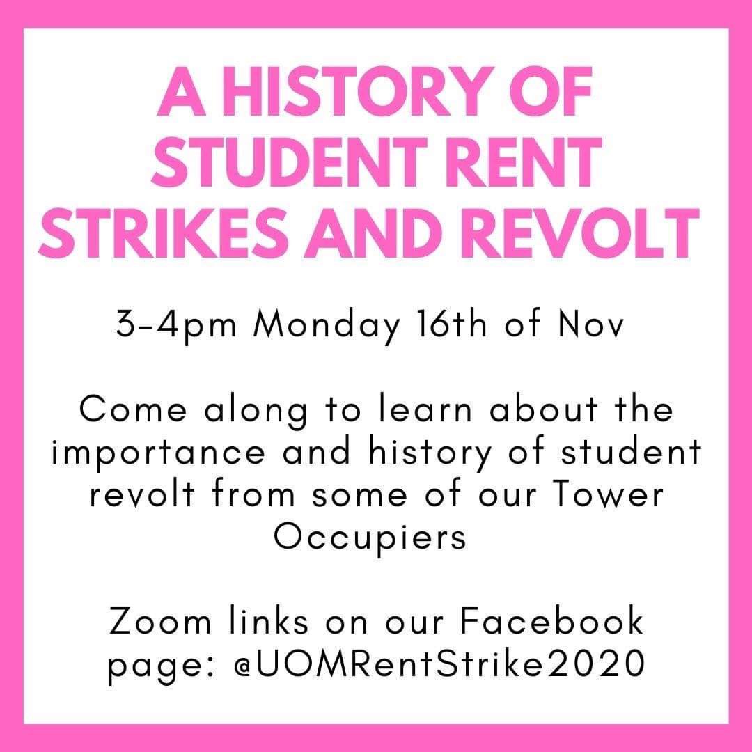 9k4what's tweet photo. Make sure you don’t miss these Zoom workshops out on by the Manchester Rent Strike! Links for the workshops are on their Facebook page! Also check out their Twitter @rentstrikeUoM ✊✊ https://t.co/dbKW253Pka
