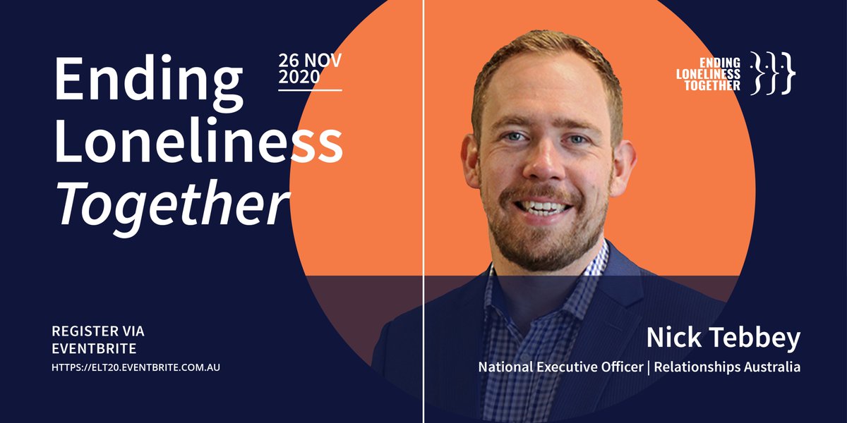 Ending Loneliness Together (@endlonelinessau) on Twitter photo 1 week to go! Nick Tebbey from <a href="/RelationshipsA2/">RelationshipsAus</a> will be moderating our upcoming launch event, bringing together speakers from across sectors to share the latest knowledge on loneliness research, practice, & insights. Register to #ELTlaunch today: elt20.eventbrite.com.au 1 week to go! Nick Tebbey from <a href="/RelationshipsA2/">RelationshipsAus</a> will be moderating our upcoming launch event, bringing together speakers from across sectors to share the latest knowledge on loneliness research, practice, & insights. Register to #ELTlaunch today: elt20.eventbrite.com.au