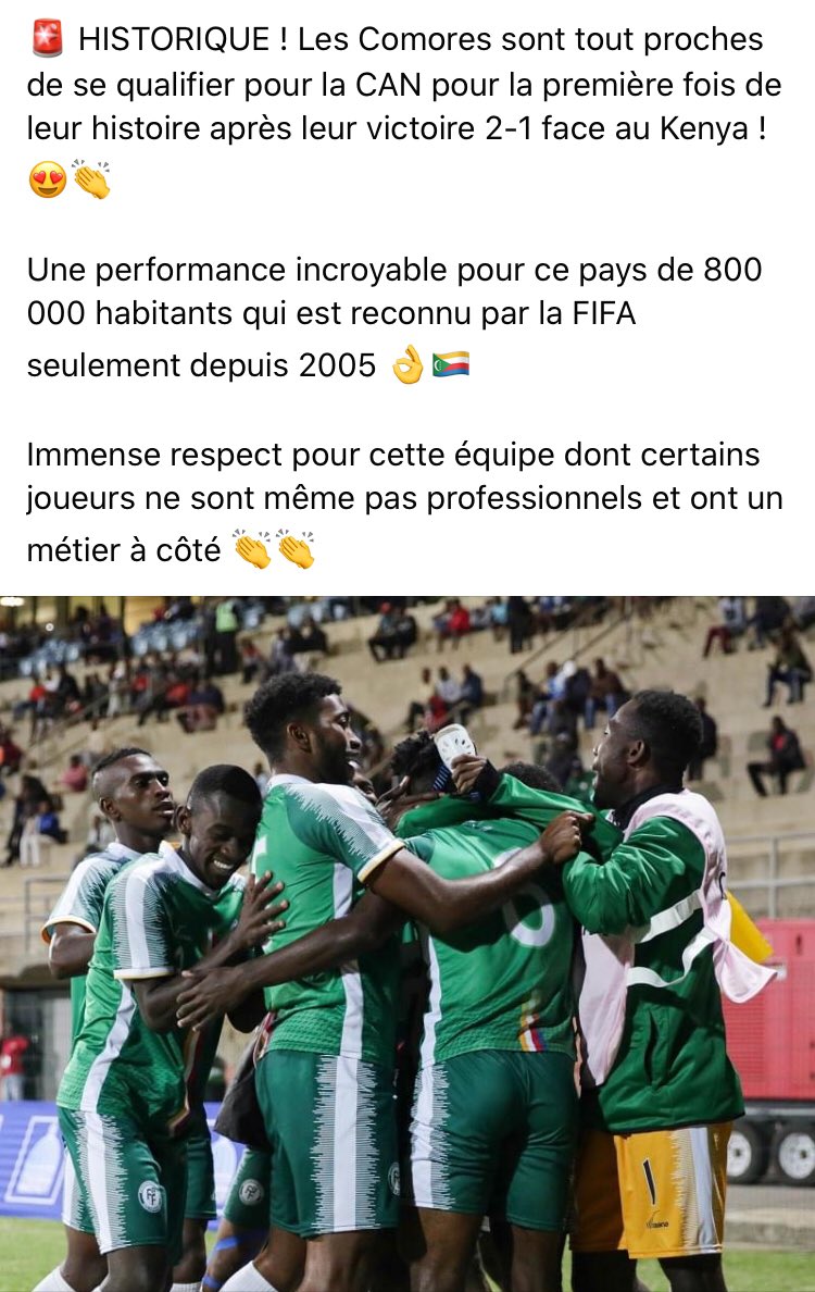 MzeSamboussa's tweet photo. La fierté des nôtres !!! Merci les cœlacanthes VeriPiya rdv en Mars pour conclure tous sa en beauté Incha’Allah En route pour écrire notre histoire Ngariandzao 🙏🏽💚🤍🇰🇲❤️✅ https://t.co/SRgSonpTka