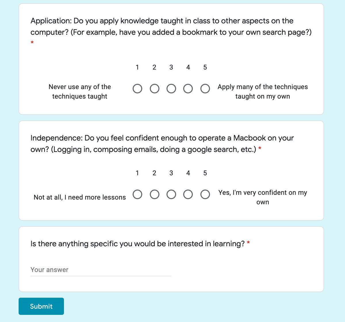 marmst_YEP's tweet photo. To finish off this weeks lesson, my learner filled out a Self-Evaluation Survey to reflect on the past seven weeks. I asked questions regarding his knowledge &amp; understanding, responsibility, application and his opinion of his independence level.📊✅ #LetsTeachAdults @YEPeducation https://t.co/8rSSERxmTd