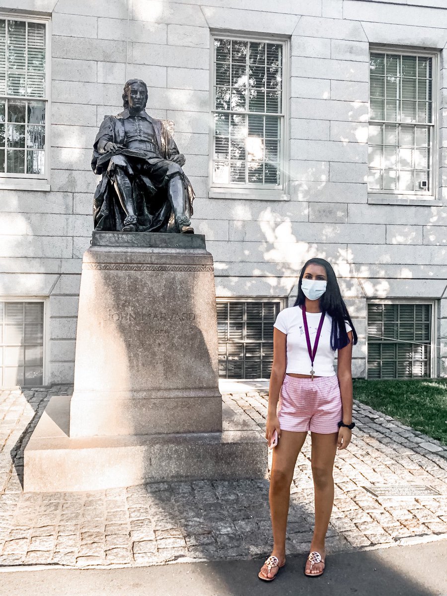 Harvard_Cheer's tweet photo. Introducing another new member and sharing some more on-campus moments! ♥️ Meet Sonya ✨ and check out the John Harvard statue in Harvard Yard—and another inside peek into our first year dorms! #harvard #campuslife https://t.co/J7FtWDNMwv