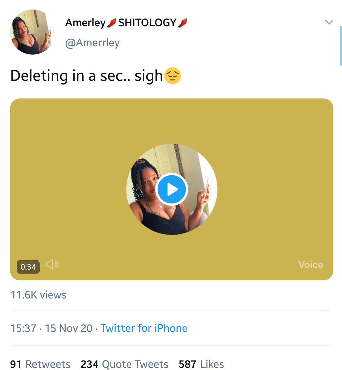 11. It's nuh cuuu guys it's norrcuuuAmerley, one tweep well known for selling shito, expressed her concerns with a voice note when she said she's not the only that participates in a giveaway and she doesn't understand why she has to be dragged.