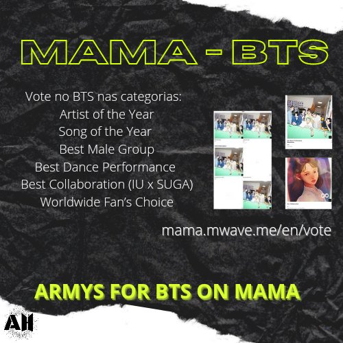 ARMYHERO_'s tweet photo. ★ MAMA x BTS ★

 Nosso mutirão começa às 20h! 

ARMYs, preparem suas contas e abram o Spotify.

ARMYS FOR BTS ON MAMA @BTS_twt https://t.co/rJBDvTjTMx